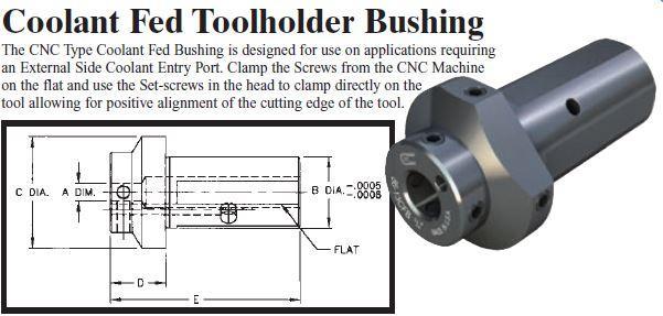 Coolant Fed Toolholder Bushing - (OD: 1-1/4" x ID: 5/16") - Part #: CNC 86-12CFB 5/16" - All Tool & Supply