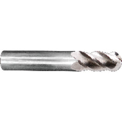 5/32″ Dia. × 3/16″ Shank × 9/16″ DOC × 2″ OAL, Carbide Uncoated, 4 Flute, 40° Helix, Round, External , Ballnose End Mill - All Tool & Supply