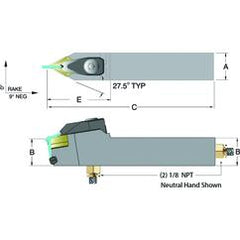 ADDPNN16-4D - 1 x 1" Neutral Toolholder - All Tool & Supply