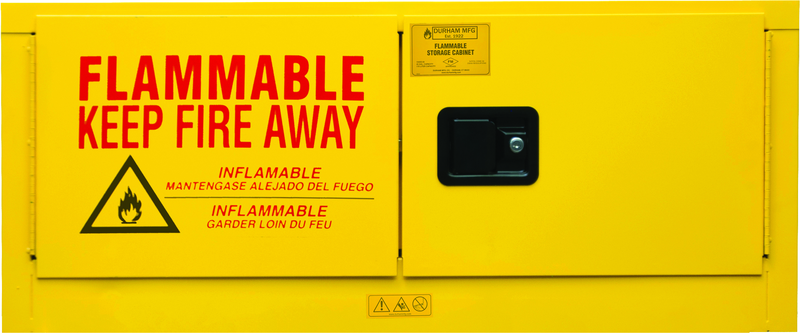 12 Gallon - All Welded - FM Approved - Flammable Safety Cabinet with Legs - Manual Doors - 1 Shelf - Safety Yellow - All Tool & Supply