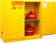 30 Gallon - All Welded - FM Approved - Flammable Safety Cabinet - Manual Doors - 1 Shelf - Safety Yellow - All Tool & Supply