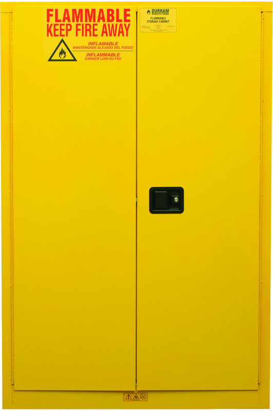 45 Gallon - All Welded - FM Approved - Flammable Safety Cabinet - Manual Doors - 2 Shelves - Safety Yellow - All Tool & Supply