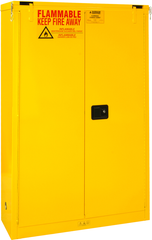 45 Gallon - All Welded - FM Approved - Flammable Safety Cabinet - Self-closing Doors - 2 Shelves - Safety Yellow - All Tool & Supply