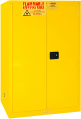 90 Gallon - All Welded - FM Approved - Flammable Safety Cabinet - Manual Doors - 2 Shelves - Safety Yellow - All Tool & Supply