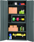 36"W - 16 Gauge - Lockable Cabinet - 4 Adjustable Shelves - Flush Door Style - Gray - All Tool & Supply