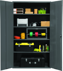 48"W - 16 Gauge - Lockable Shelf Cabinet - 4 Adjustable Shelves - Flush Door Style - Gray - All Tool & Supply