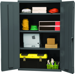 36"W - 16 Gauge - Lockable Shelf Cabinet - 3 Adjustable Shelves - Flush Door Style - Gray - All Tool & Supply