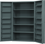 48"W - 14 Gauge - Lockable Shelf Cabinet - 4 Adjustable Shelves - 14 Door Shelves - Deep Door Style - Gray - All Tool & Supply