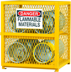 30"W - All Welded - Angle Iron Frame with Mesh Side - Horizontal Gas Cylinder Cabinet - 1 Shelf - Magnet Door - Safety Yellow - All Tool & Supply