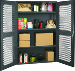 48"W - 14 Gauge - Lockable Cabinet - 3 Adjustable Shelves - Flush Door Style - Gray - All Tool & Supply