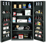 48"W - 14 Gauge - Lockable Cabinet - 4 Adjustable Shelves - 14 Door Shelves - Deep Door Style - Gray - All Tool & Supply