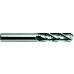 1/2 X 1/2 X 2 X 4 4Fl Long SE Ball CBD TiN-Coated EM - - All Tool & Supply