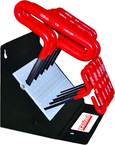 10 Piece - 3/32 - 3/8" T-Handle Style - 6'' Arm- Hex Key Set with Plain Grip in Stand - All Tool & Supply