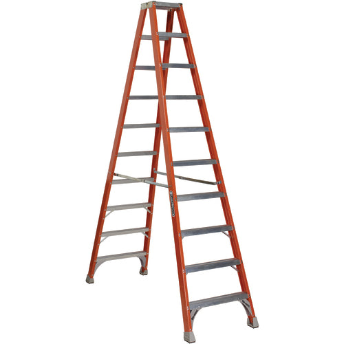 Fiberglass Twin Front Ladder 10 Step - Exact Industrial Supply