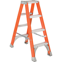 Fiberglass Twin Front Ladder 4 Step - Exact Industrial Supply