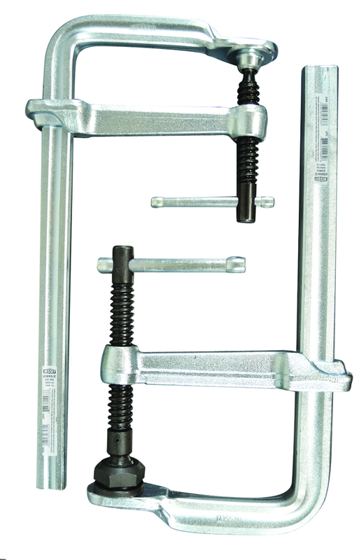 Economy L Clamp --24" Capacity - 4-3/4" Throat Depth - Standard Pad - Profiled Rail, Spatter resistant spindle - All Tool & Supply