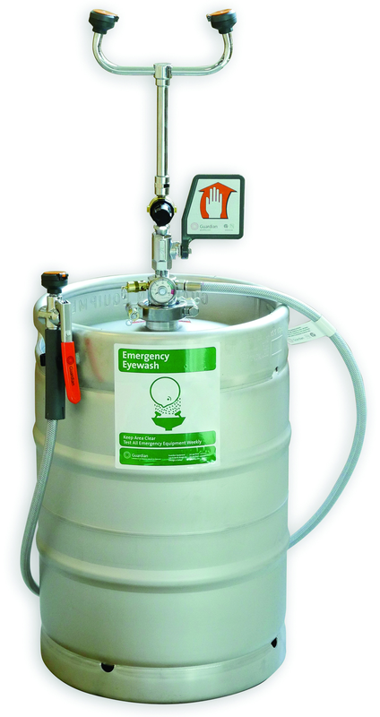 Guardian self-contained eyewash/drench hose unit is ideal for use in low traffic areas, and where a continuous supply of potable water is unavailable for plumbed units. 15 gallon pressurized unit is ideal for floor placement near any hazard. - All Tool & Supply