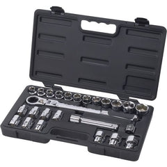 25 Pieces 1/2″ Drive Pass-Thru Vortex Ratchet Set Featuring Locking Flex GearRatchet Handle SAE/Metric - Exact Industrial Supply