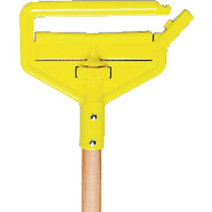 Invader - Side Gate Wet Mop Handle, Large Yellow Plastic Head, Hardwood Handle - Should be used with 5″ headband mops - All Tool & Supply