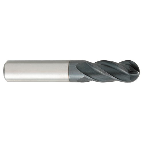 ‎3/32″ Dia. × 1/8″ Shank × 5/16″ DOC × 1-1/2″ OAL, Carbide TiAlN, 4 Flute, Round, Ballnose End Mill - All Tool & Supply