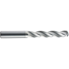 13.5 mm Dia. × 14 mm Shank × 77 mm Flute Length × 124 mm OAL, 5xD, 124°, TB, 3 Flute, External, Round Solid Carbide Drill - Exact Industrial Supply