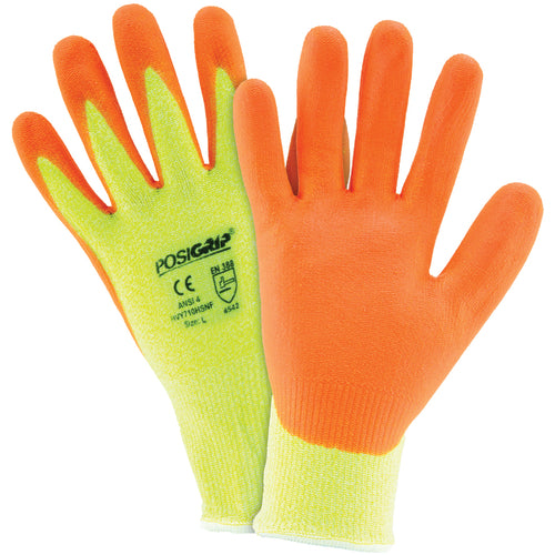 Hi Vis 10 Gauge Yellow HPPE Shell w/ Orange Foam Nitrile Palm Cut Resistant Gloves 2XL - All Tool & Supply