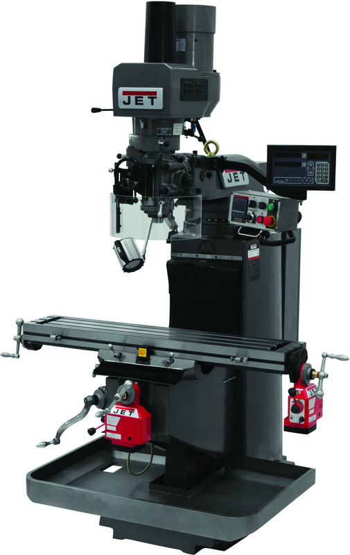 JTM-949EVS Mill With 3-Axis Newall DP700 DRO (Quill) With X and Y-Axis Powerfeeds and Air Powered Draw Bar - All Tool & Supply