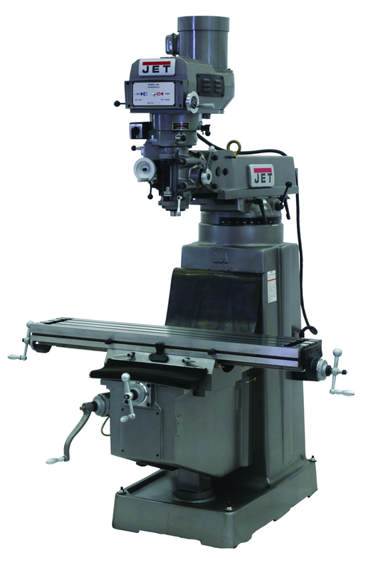 JTM-1050 Mill With 3-Axis Newall DP700 DRO (Quill) With X and Y-Axis Powerfeeds - All Tool & Supply