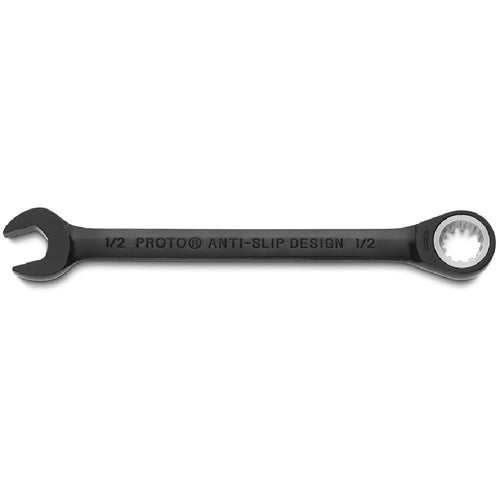 Proto Black Chrome Combination Non-Reversible Ratcheting Wrench 1/2″ - Spline - All Tool & Supply