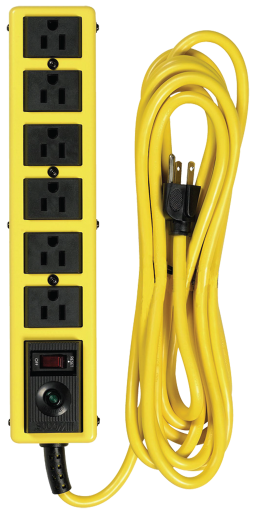 6 Outlet - Black/Yellow - Surge Protector/Circuit Breaker - All Tool & Supply