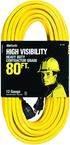 80' Ext. Cord Extra HD 1-Outlet- Neon High Visibility - All Tool & Supply