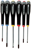 6 Piece - Ergo Handle Screwdriver Set - Includes: #1 x 4; #2 x 4 Phillips; #1 x 4; #2 x 4 Pozidriv; 9/64 x 3; 7/32 x 4 Slotted Cabinet - All Tool & Supply