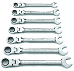 7 Piece - Flex-Head Metric Combination Ratcheting Wrench Set - All Tool & Supply