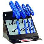 8 Piece - 2.0 - 10mm T-Handle Style - 9'' Arm- Hex Key Set with Plain Grip in Stand - All Tool & Supply