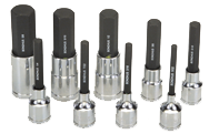 9 Piece - 4; 5; 6; 7; 8; 10; 12; 14; 17mm - 2" OAL - Pro Hold® Metric Socket Bit Set - All Tool & Supply