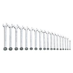 Snap-On/Williams Metric Combination Wrench Set -- 18 Pieces; 12PT Satin Chrome; Includes Sizes: 7; 8; 9; 10; 11; 12; 13; 14; 15; 16; 17; 18; 19; 20; 21; 22; 23; 24mm - All Tool & Supply