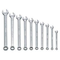 Snap-On/Williams Metric Combination Wrench Set -- 10 Pieces; 12PT Satin Chrome; Includes Sizes: 7; 8; 9; 10; 11; 12; 13; 15; 17mm - All Tool & Supply