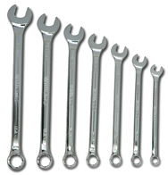 Snap-On/Williams Fractional Combination Wrench Set -- 7 Pieces; 12PT Satin Chrome; Includes Sizes: 3/8; 7/16; 1/2; 9/16; 5/8; 11/16; 3/4" - All Tool & Supply