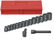 16 Piece - #9324566 - 10 to 27mm - 1/2" Drive - 6 Point - Metric Deep Impact Socket Set - All Tool & Supply