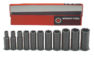 11 Piece - #412 - 3/8 to 1" - 1/2'' Drive - 6 Point - Deep Impact Socket Set - All Tool & Supply