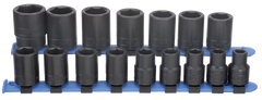 16 Piece - #466 - 10 to 27mm - 1/2'' Drive - 6 Point - Metric Impact Socket Set - All Tool & Supply