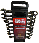 8 Piece - 5/16 to 3/4" - 15° Offset - Reversible Ratcheting Combination Wrench Set - All Tool & Supply