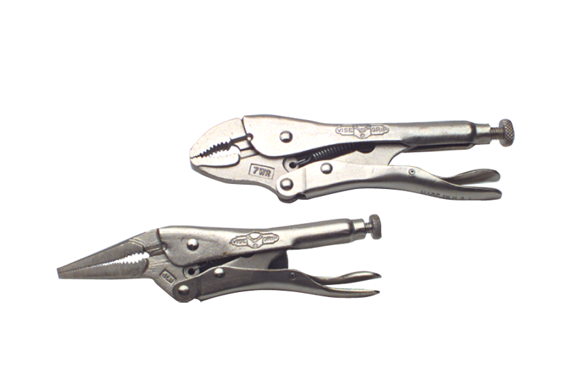 Locking Plier Set -- 2pc. Chrome Plated- Includes: 6" Long Nose; 7" Curved Jaw - All Tool & Supply