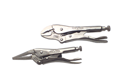 Locking Plier Set -- 2pc. Chrome Plated- Includes: 6" Long Nose; 7" Curved Jaw - All Tool & Supply