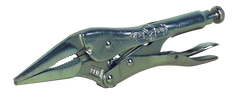 Long Nose Locking Pliers with Wire Cutter -- #9LN Plain Grip 3'' Capacity 9'' Long - All Tool & Supply