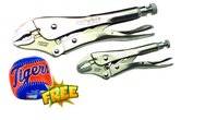 2pc. Chrome Plated Locking Pliers Set with Free Soft Toss Tiger Baseball - All Tool & Supply