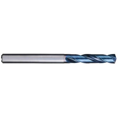 35/64″ Dia. × 14 mm Shank × 60 mm Flute Length × 107 mm OAL, 3XD, 140°, Aqua Revo D, 2 Flute, Internal, Solid Carbide Drill - Exact Industrial Supply