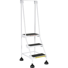 Spring Loaded Roll Ladder 3 Step White - Exact Industrial Supply