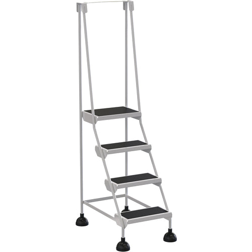 Spring Loaded Roll Ladder 4 Step White - Exact Industrial Supply