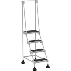 Spring Loaded Roll Ladder 4 Step White - Exact Industrial Supply